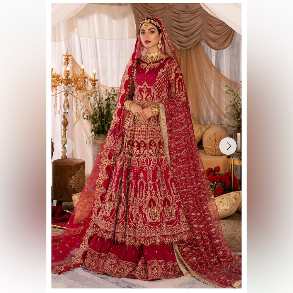Pakistani/Indian Red and Gold Embroidered bridal Dress